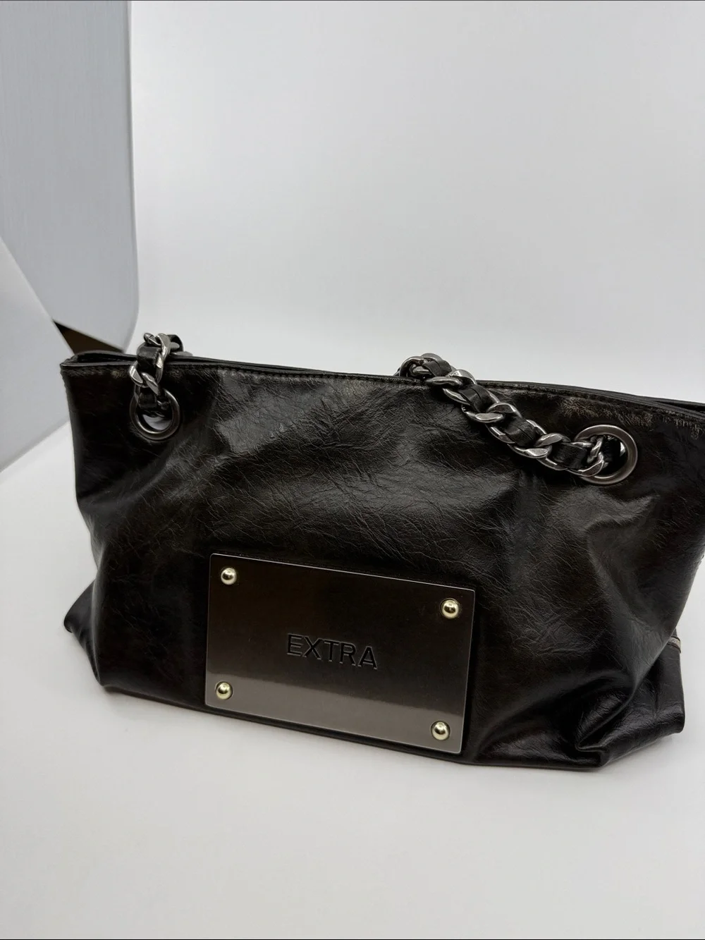 Urban Revivo Black Chain-Accent Women's Shoulder & Crossbody Bag